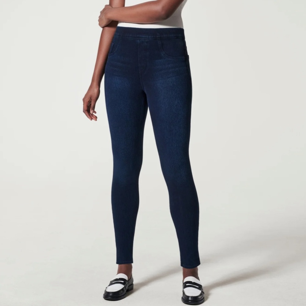 SPANX Jean-ish Ankle Leggings in Twilight Rinse SZ M EUC
